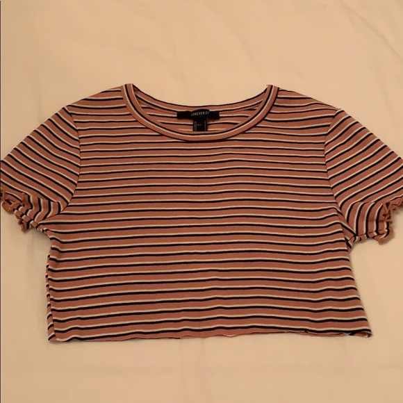 Forever 21 cropped striped t-shirt - Picture 1 of 3